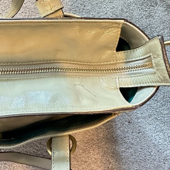 COACH | Chelsea Taupe Patent Leather Tote Satchel Bag F14022 | Cream - Picture 12 of 16